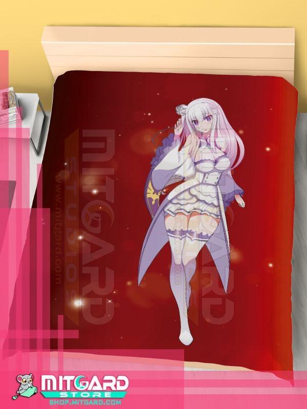 RE:ZERO Emilia - Bed Sheet or Duvet Cover Anime videogame - Flat bed sheet / 120cm x 200cm / Poplin - 3